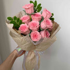 Handmade pink pipe cleaner rose bouquet with 9 roses - premium chenille stem flower gift

