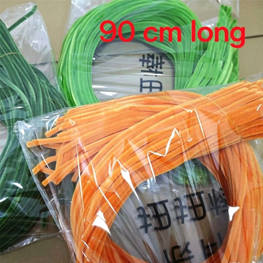 90cm orange and green chenille stems 95pcs bundle