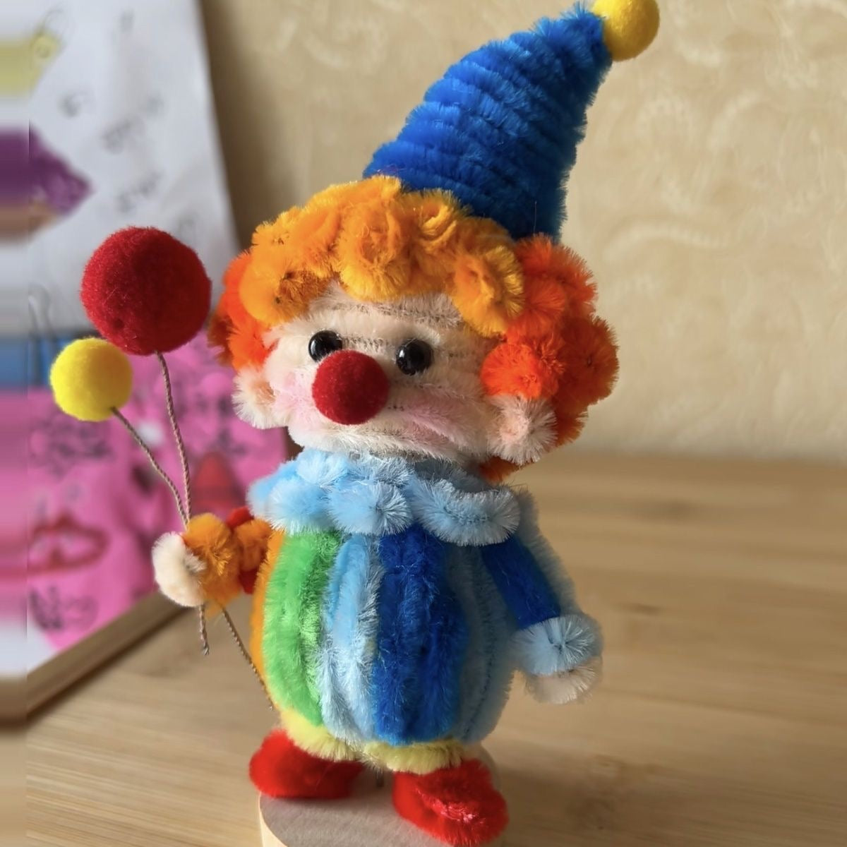 DIY Clown Doll Making Kit | Chenille Stems, Yarn, Eyes & Accessories