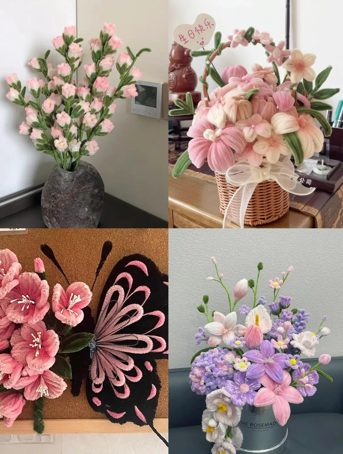 Extra dense chenille stem pipe cleaners bundle - soft flexible craft wire for flower making and creative DIY projects
