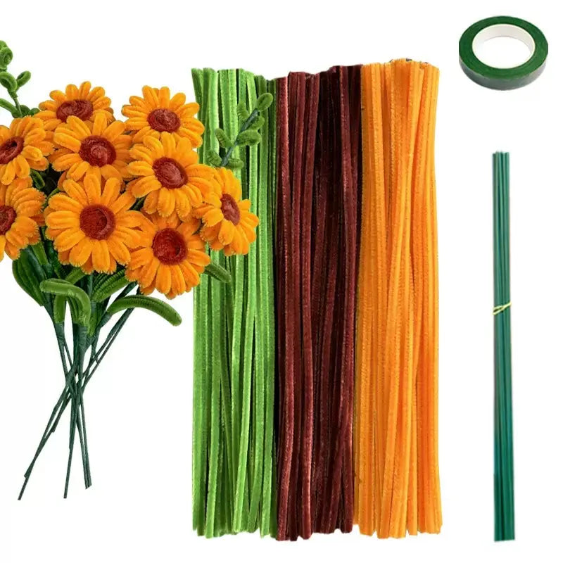 DIY Pipe Cleaner Flower Kit | All Materials Included | Red Rose & Chrysanthemum Sets | Free US Shipping