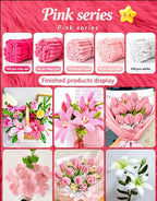 Pink Series 500pcs pipe cleaner bundle - rose red, deep pink, pink jade, light pink, white chenille stems for DIY flower crafts
