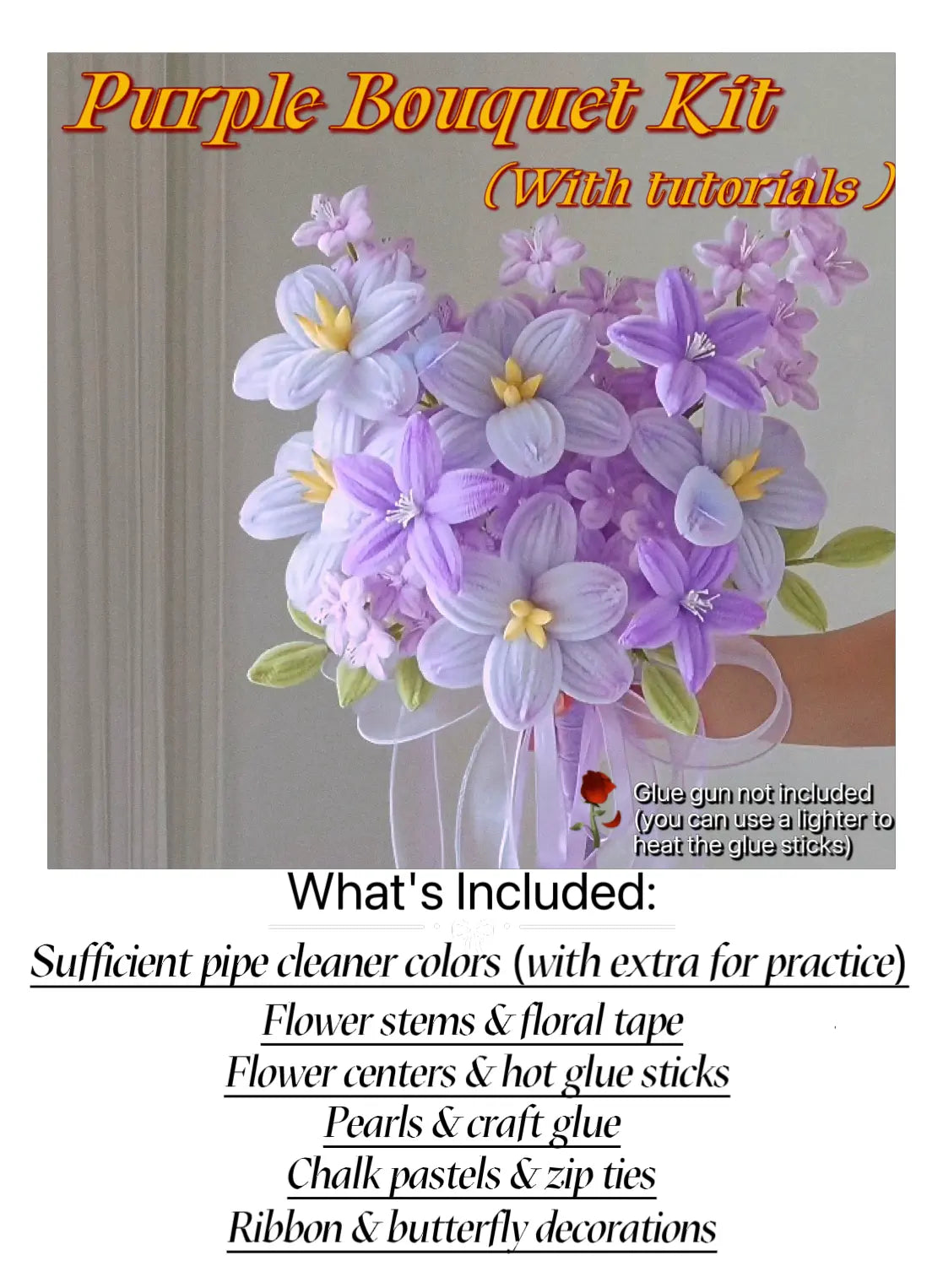 Purple Pipe Cleaner Bouquet Kit