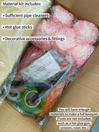 Sweet Bouquet Craft Kit – DIY pipe cleaner bouquet with pink chrysanthemums and red tulips, beginner friendly with full tutorials included