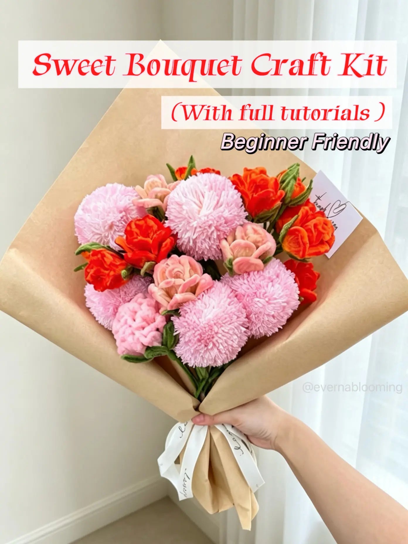 Sweet Bouquet Craft Kit – material kit with pipe cleaners, hot glue sticks and decorative accessories for one full bouquet